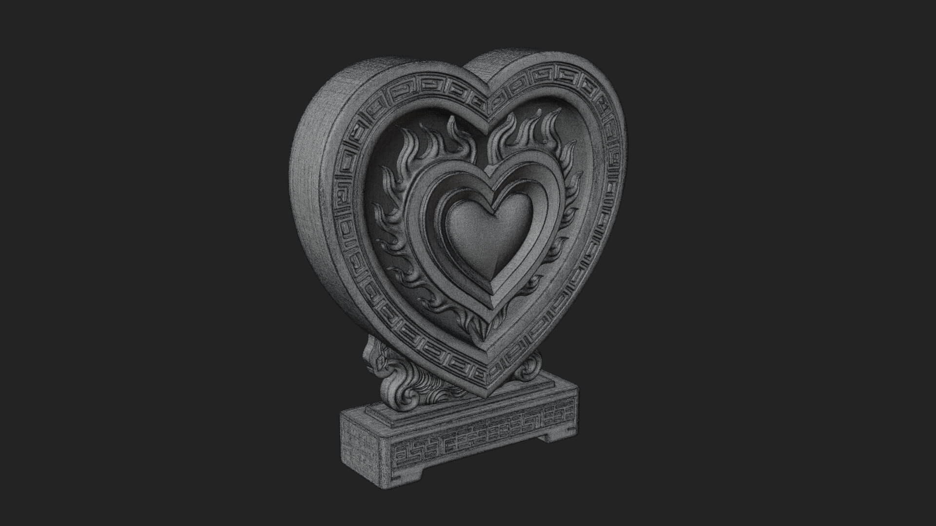 Ornate Framed Heart Plaque Design 133 3D Print Model 3D Model