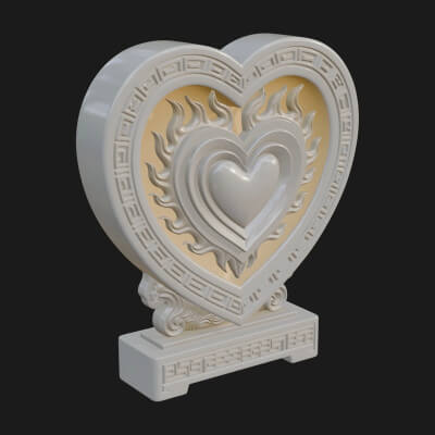 Ornate Framed Heart Plaque Design 133 3D Print Model