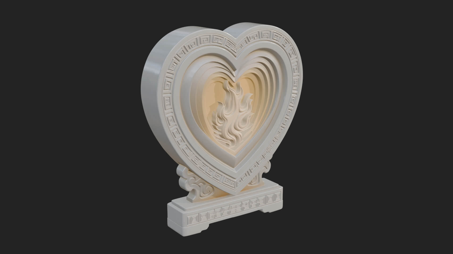 Ornate Framed Heart Plaque Design 134 3D Print Model 3D Model