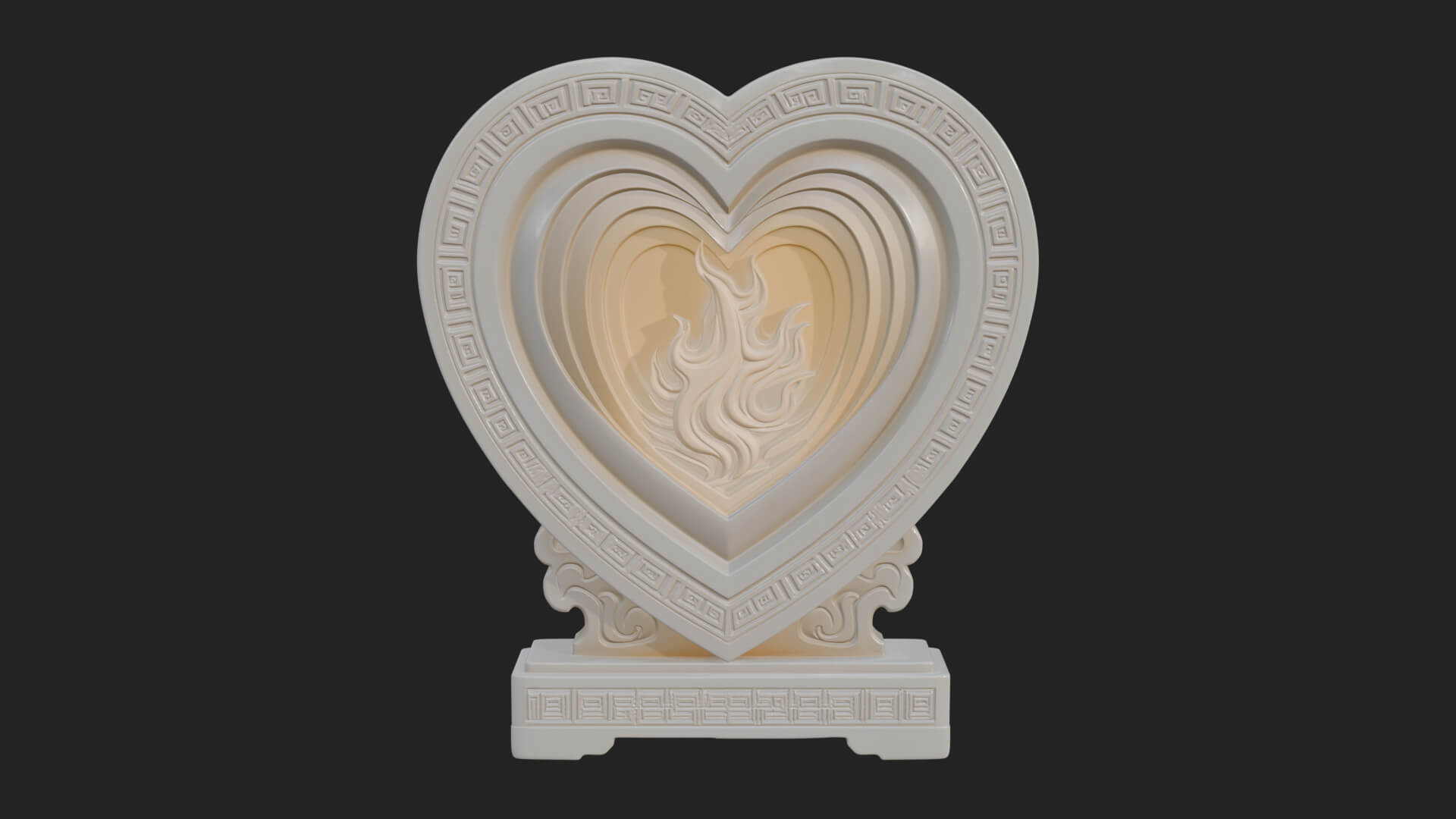 Ornate Framed Heart Plaque Design 134 3D Print Model 3D Model