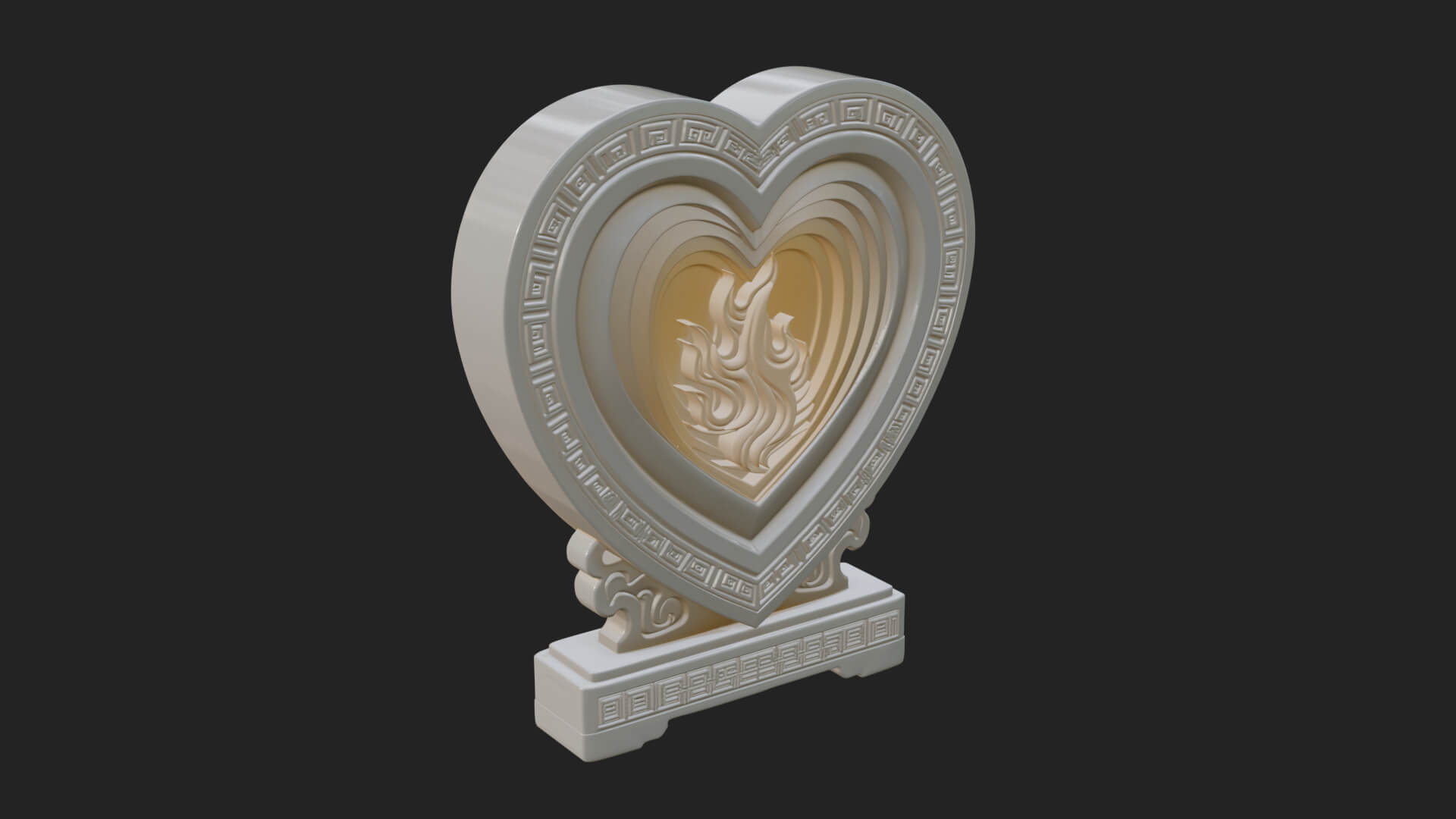 Ornate Framed Heart Plaque Design 134 3D Print Model 3D Model
