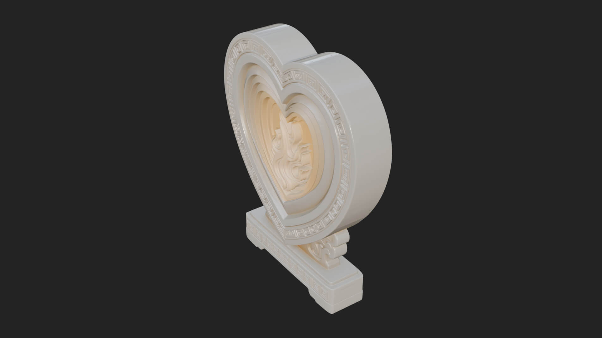 Ornate Framed Heart Plaque Design 134 3D Print Model 3D Model
