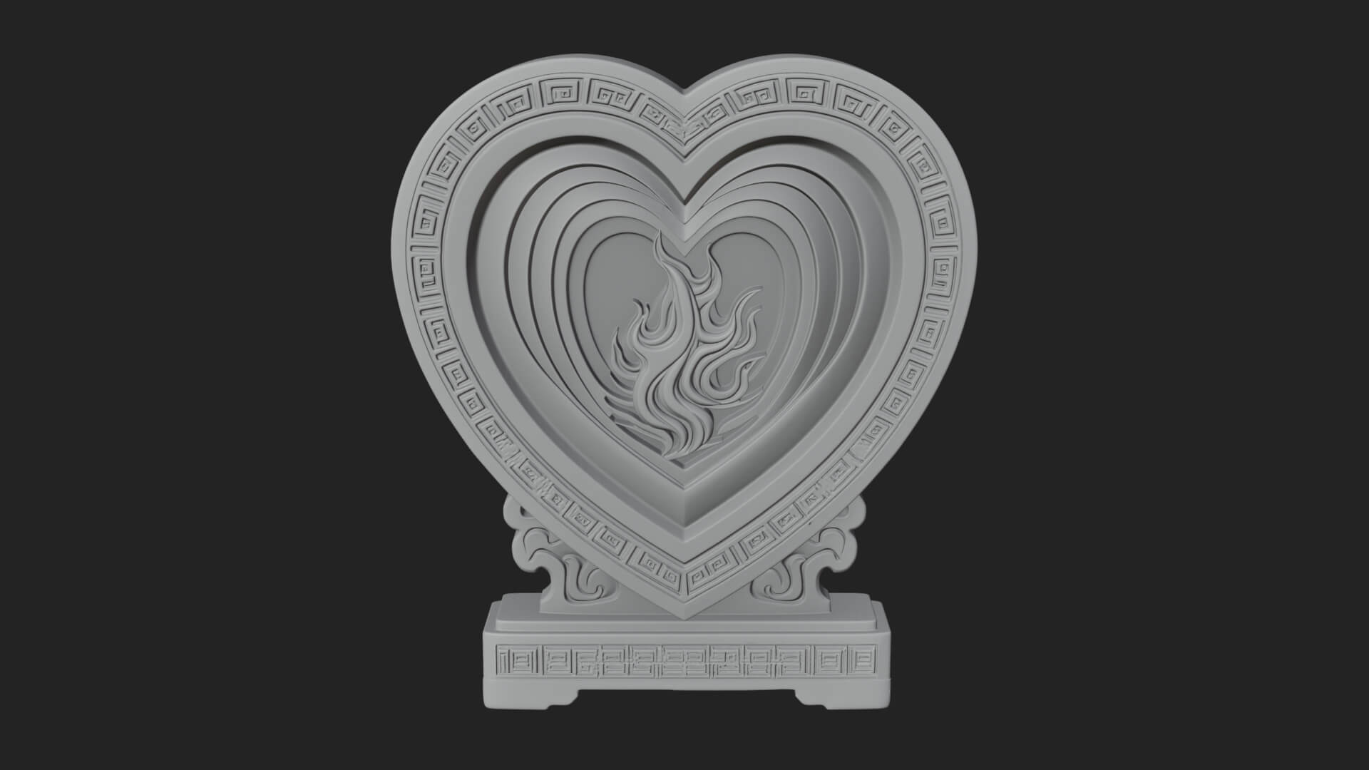 Ornate Framed Heart Plaque Design 134 3D Print Model 3D Model