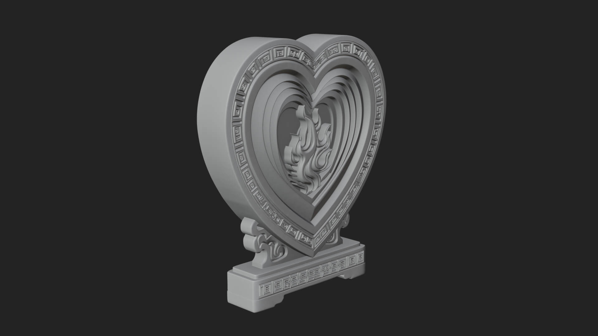 Ornate Framed Heart Plaque Design 134 3D Print Model 3D Model