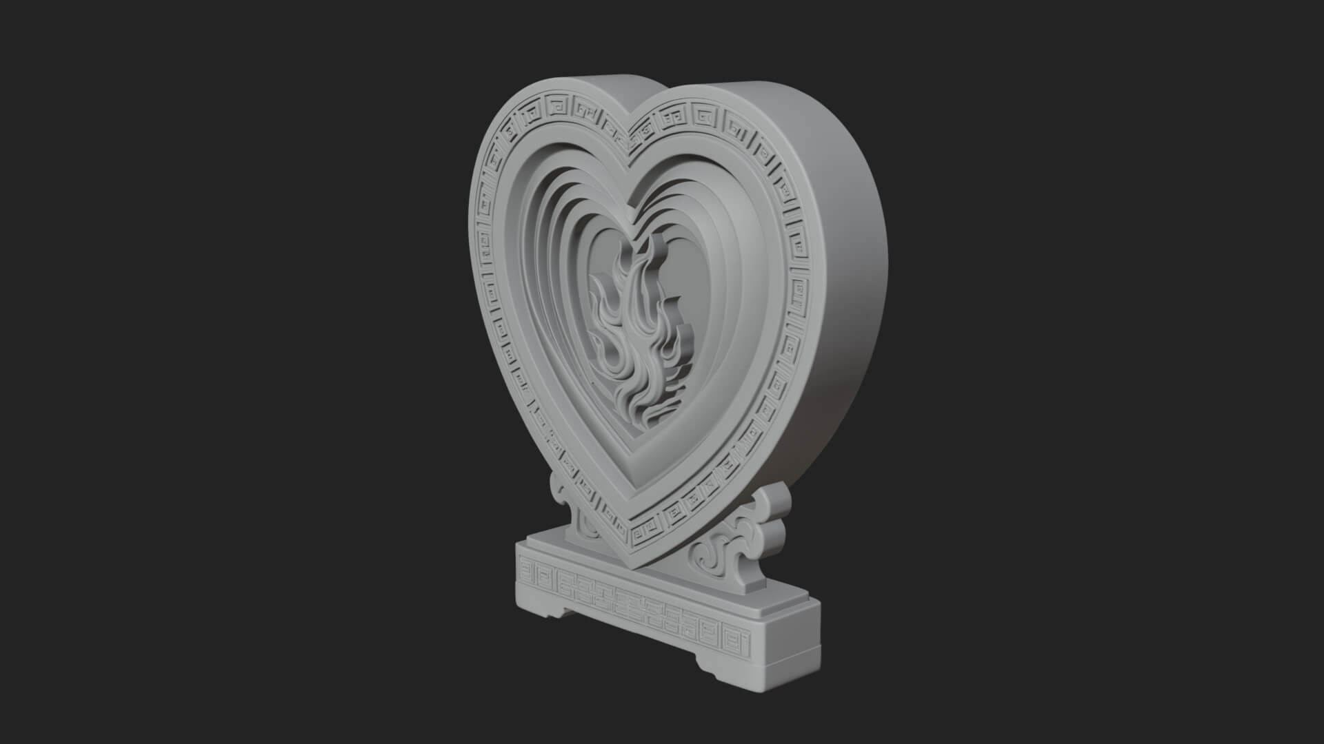 Ornate Framed Heart Plaque Design 134 3D Print Model 3D Model