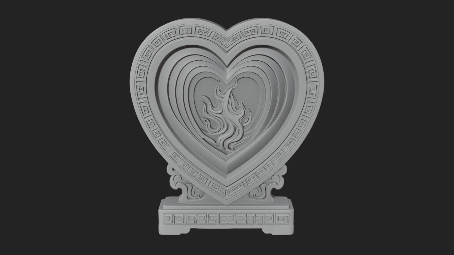 Ornate Framed Heart Plaque Design 134 3D Print Model 3D Model