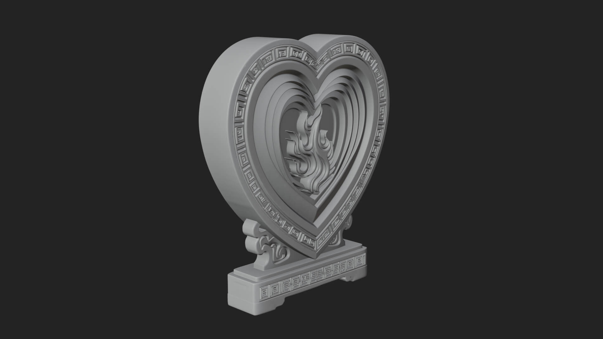 Ornate Framed Heart Plaque Design 134 3D Print Model 3D Model
