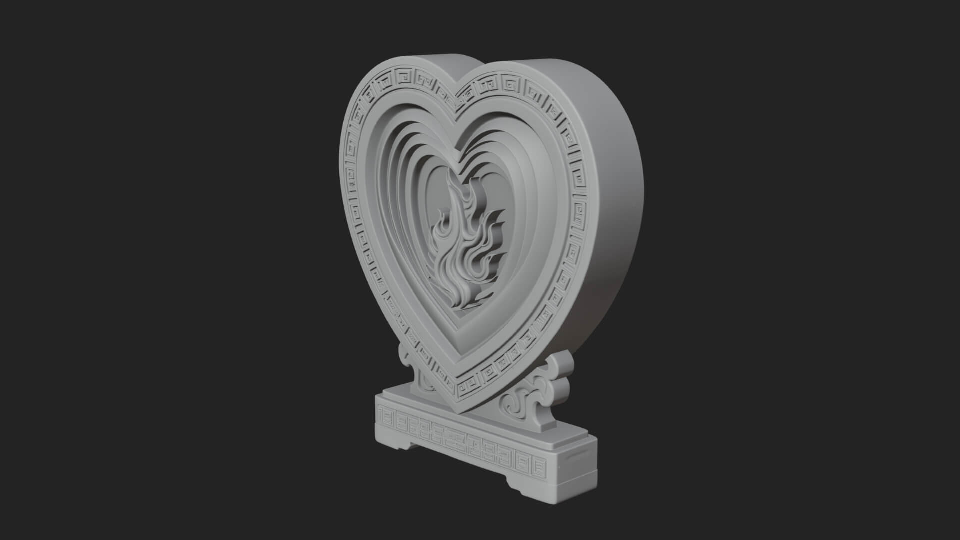 Ornate Framed Heart Plaque Design 134 3D Print Model 3D Model