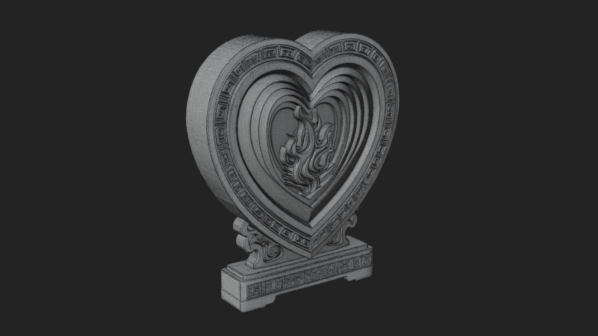 Ornate Framed Heart Plaque Design 134 3D Print Model 3D Model