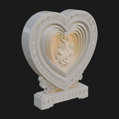 Ornate Framed Heart Plaque Design 134 3D Print Model