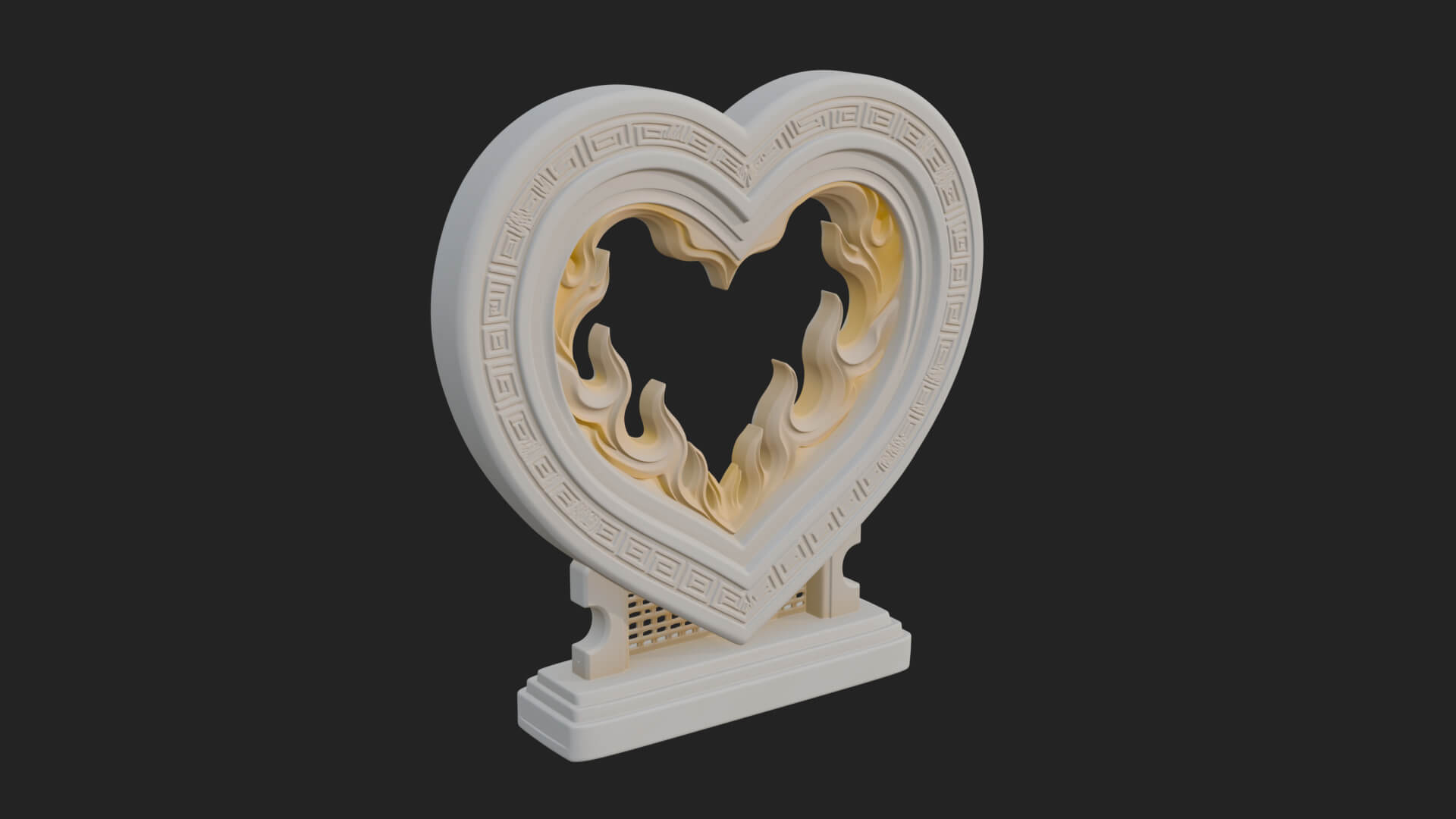 Ornate Framed Heart Plaque Design 135 3D Print Model 3D Model
