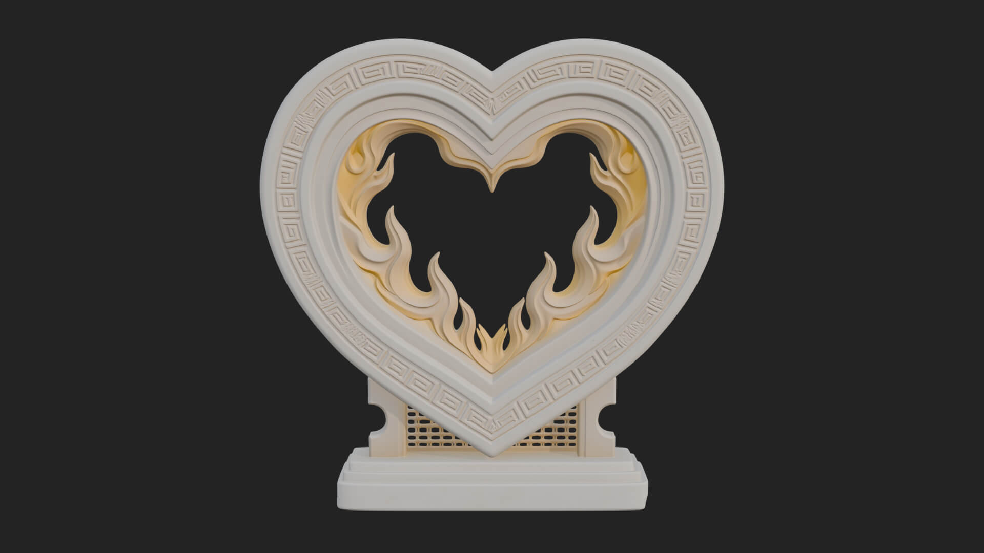 Ornate Framed Heart Plaque Design 135 3D Print Model 3D Model