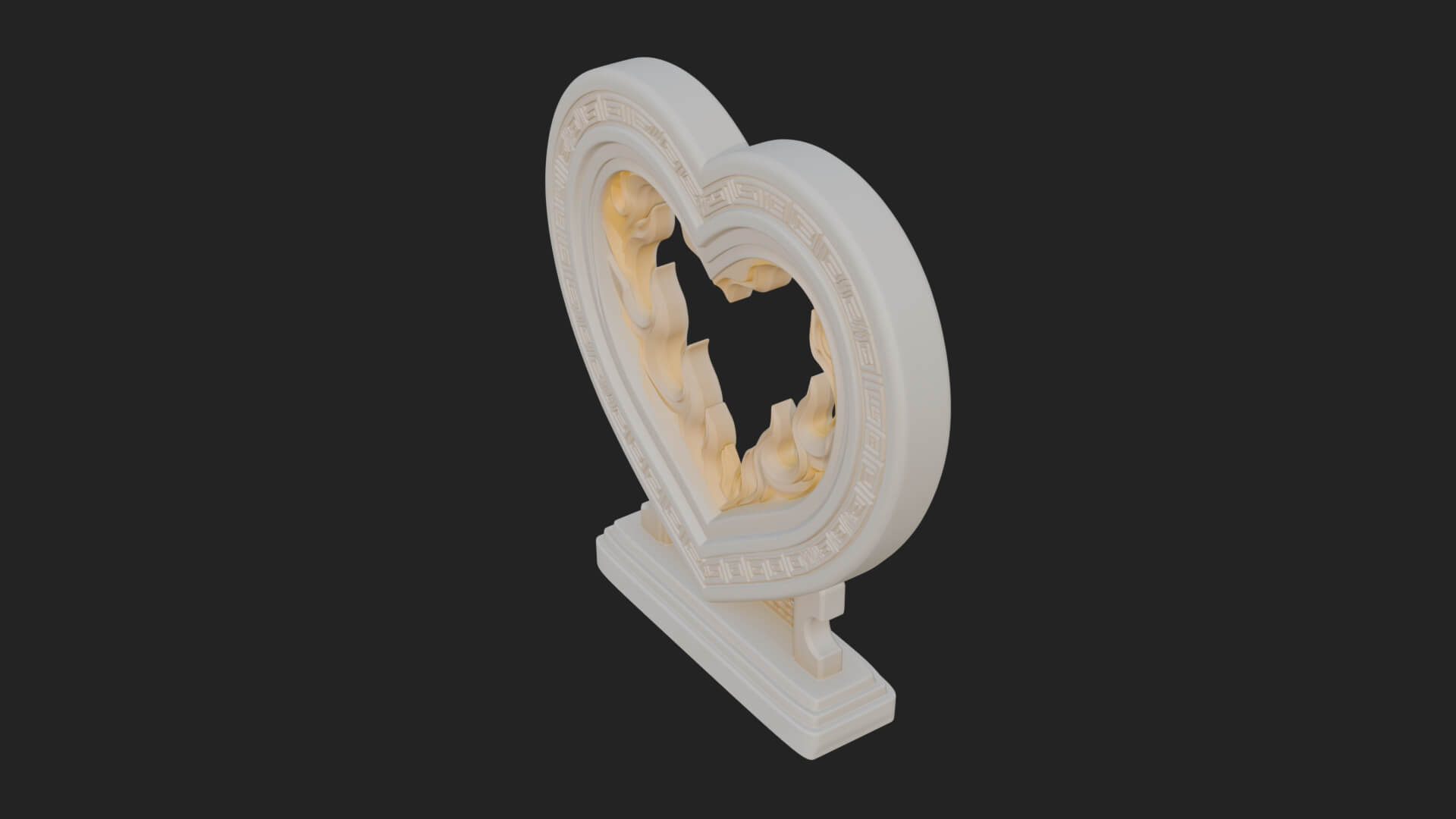 Ornate Framed Heart Plaque Design 135 3D Print Model 3D Model