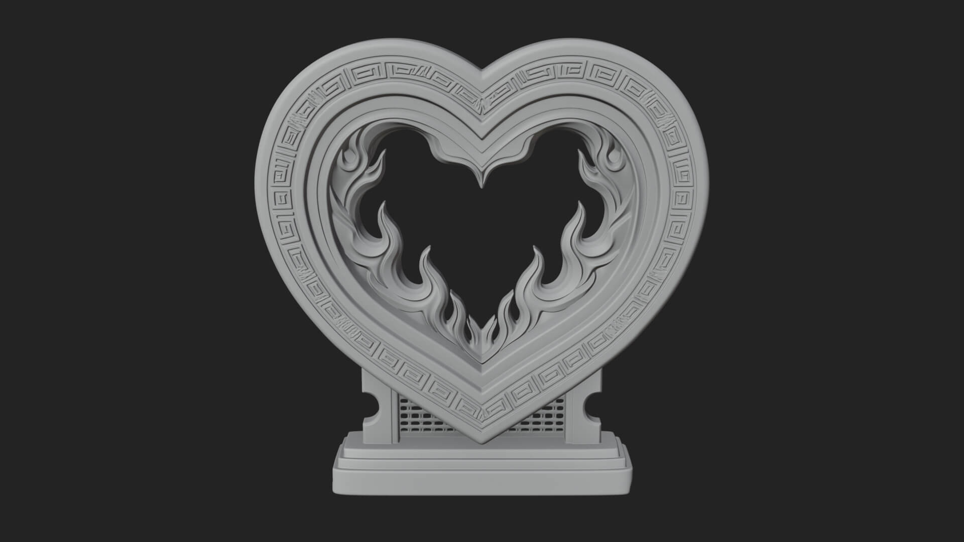 Ornate Framed Heart Plaque Design 135 3D Print Model 3D Model