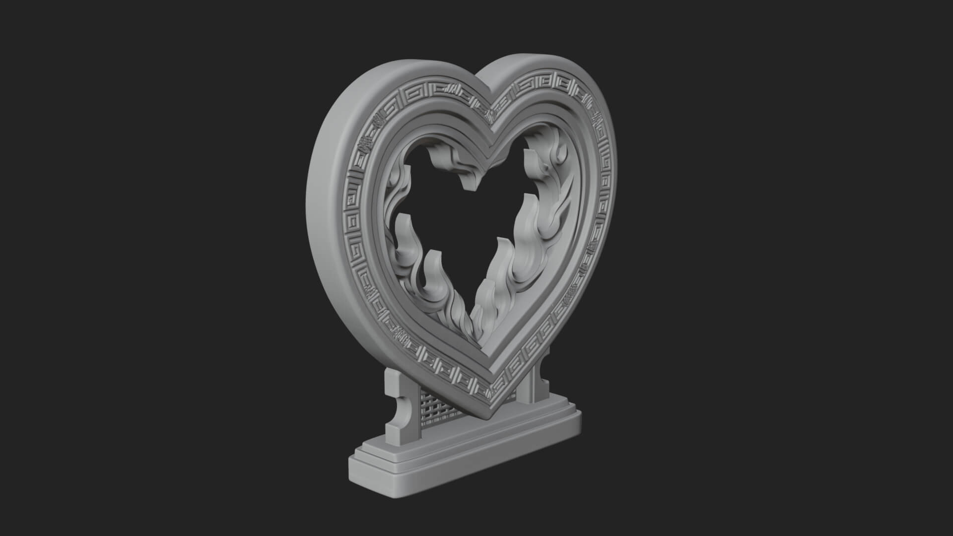 Ornate Framed Heart Plaque Design 135 3D Print Model 3D Model