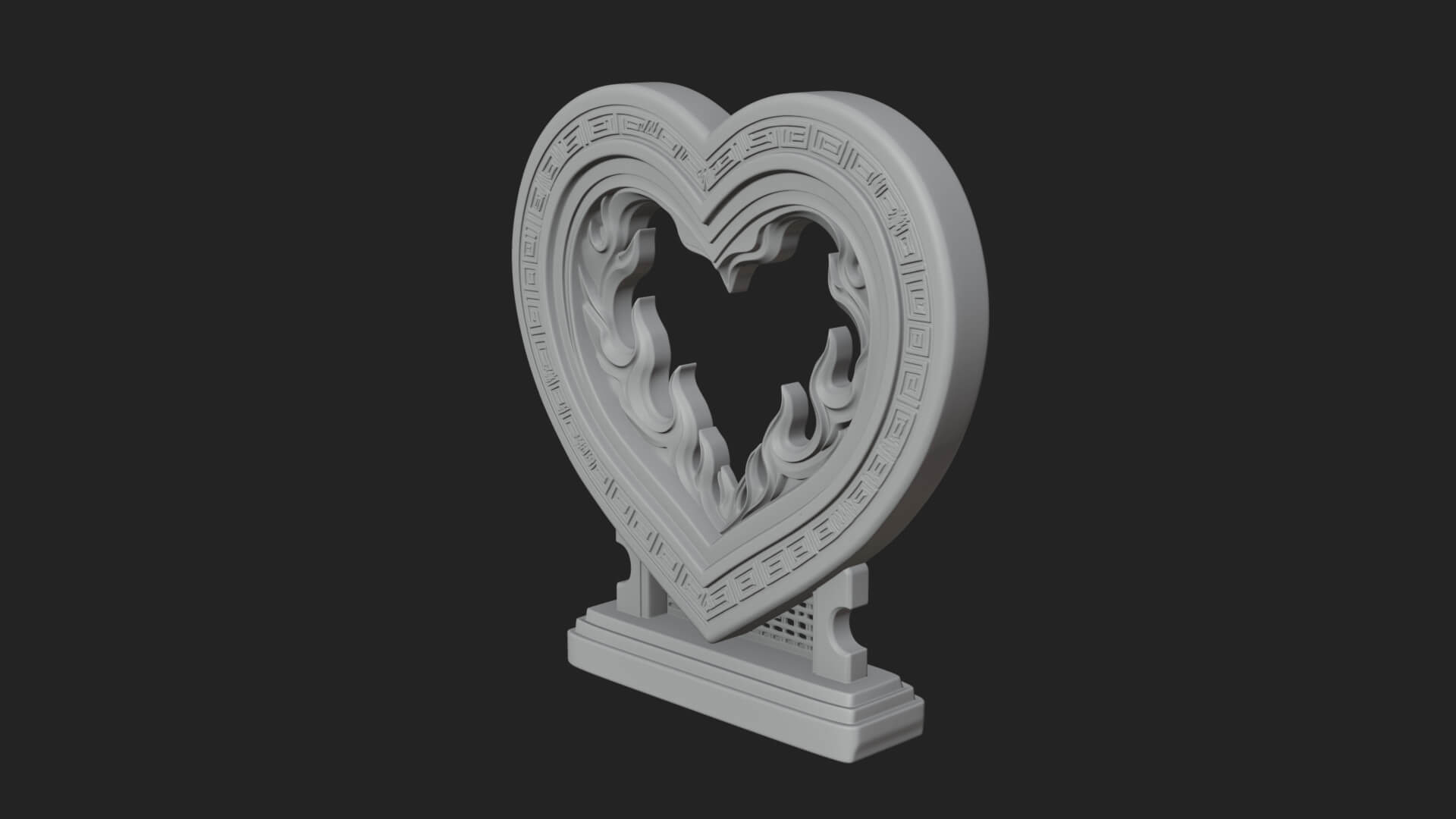 Ornate Framed Heart Plaque Design 135 3D Print Model 3D Model