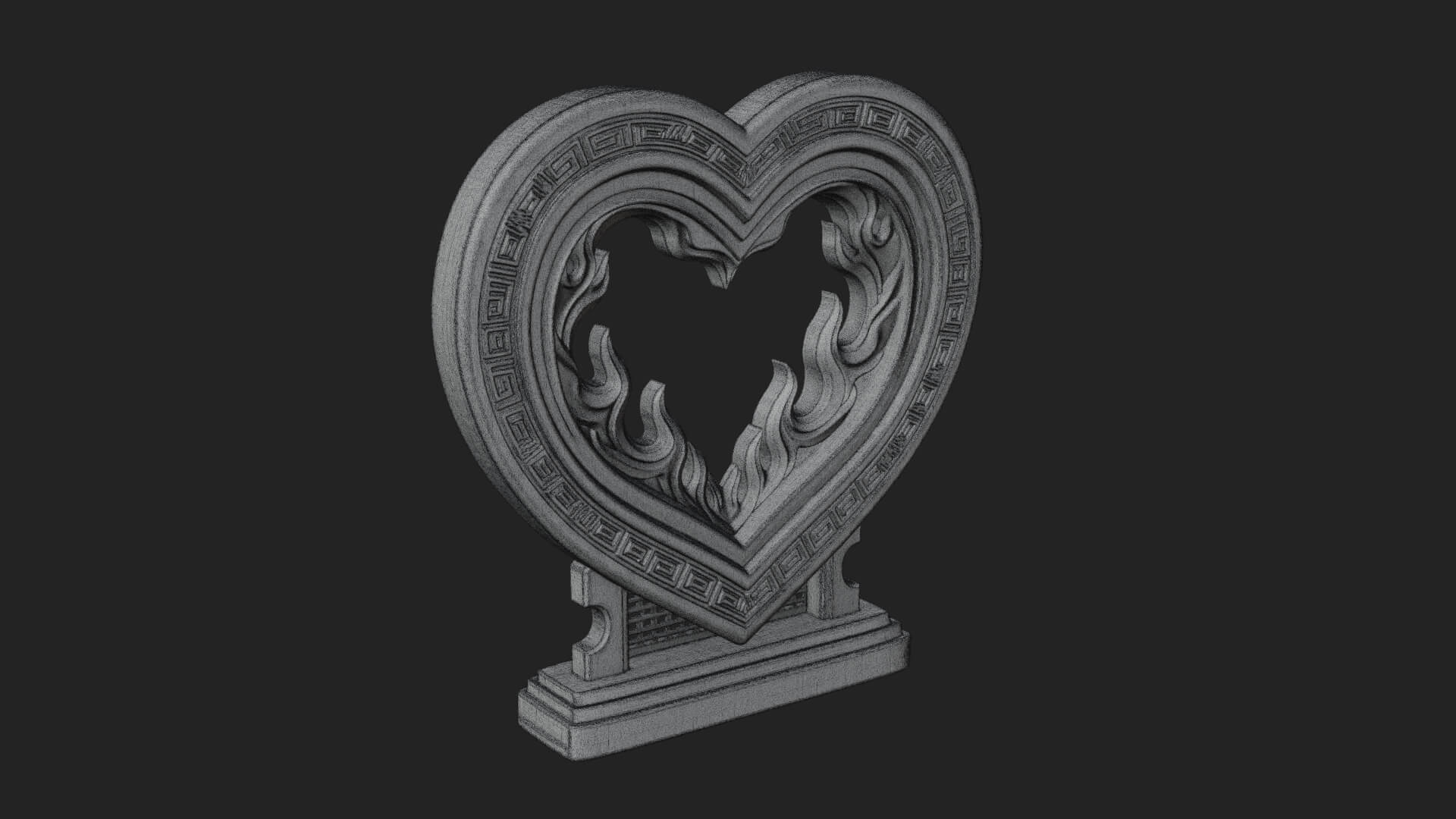 Ornate Framed Heart Plaque Design 135 3D Print Model 3D Model