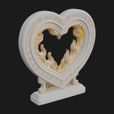 Ornate Framed Heart Plaque Design 135 3D Print Model