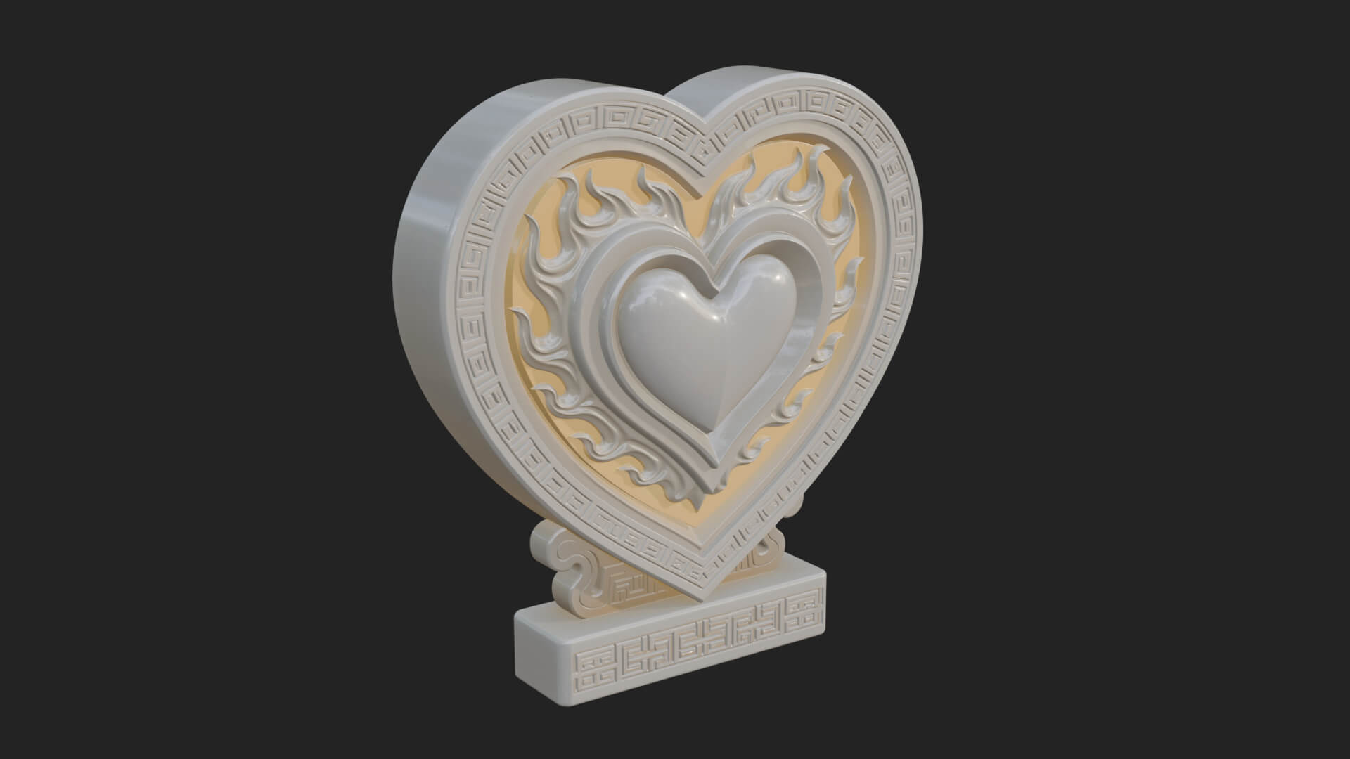 Ornate Framed Heart Plaque Design 136 3D Print Model 3D Model