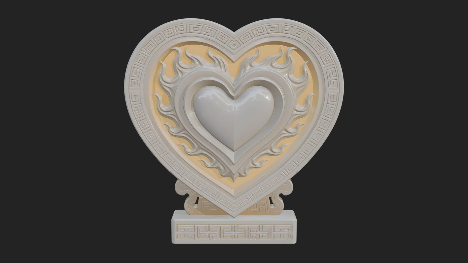 Ornate Framed Heart Plaque Design 136 3D Print Model 3D Model