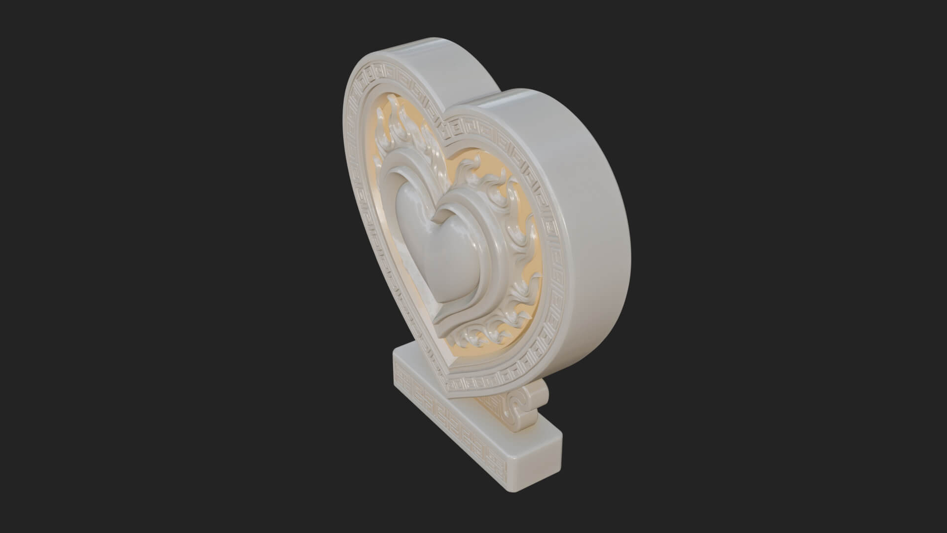 Ornate Framed Heart Plaque Design 136 3D Print Model 3D Model
