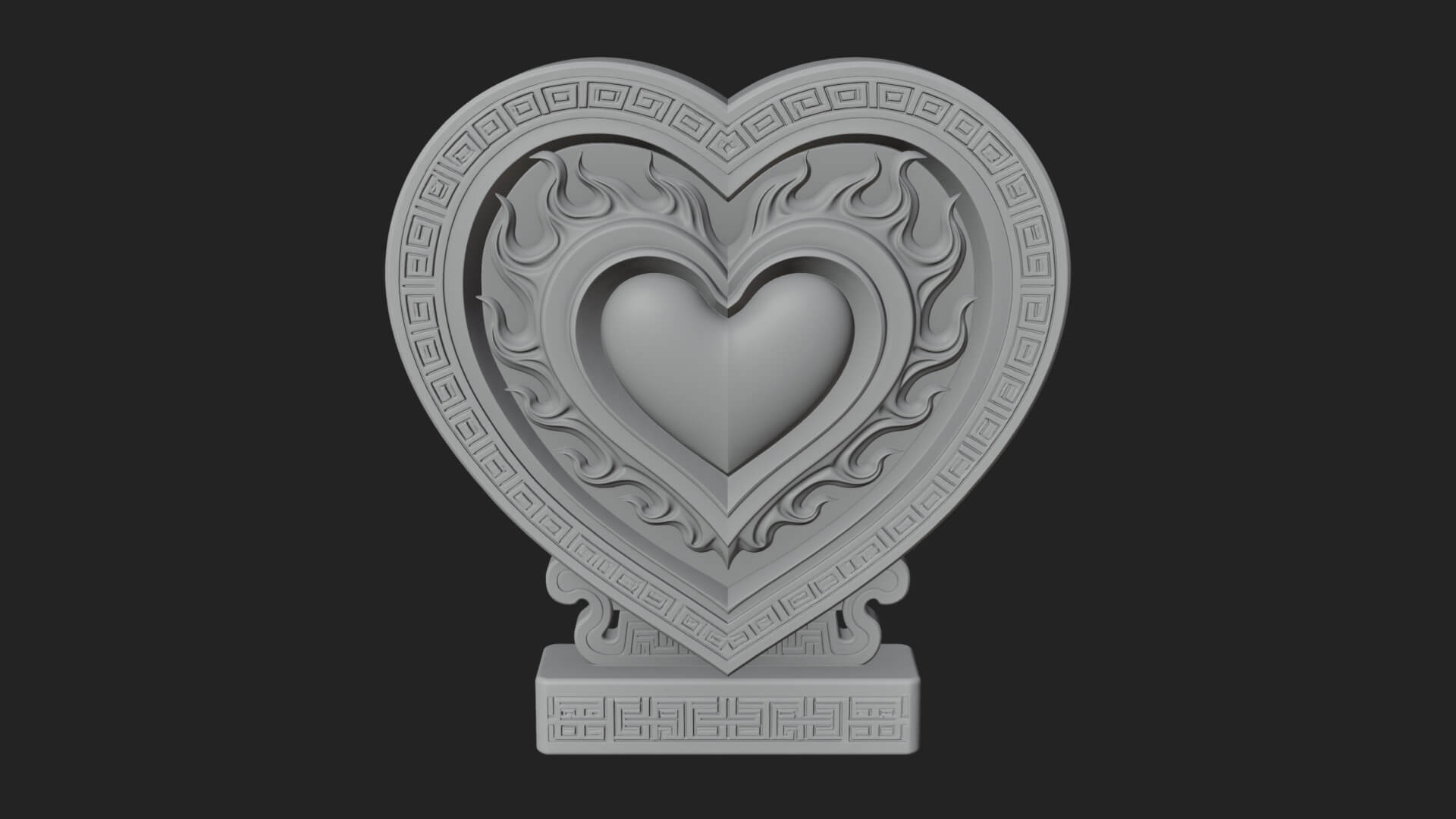 Ornate Framed Heart Plaque Design 136 3D Print Model 3D Model