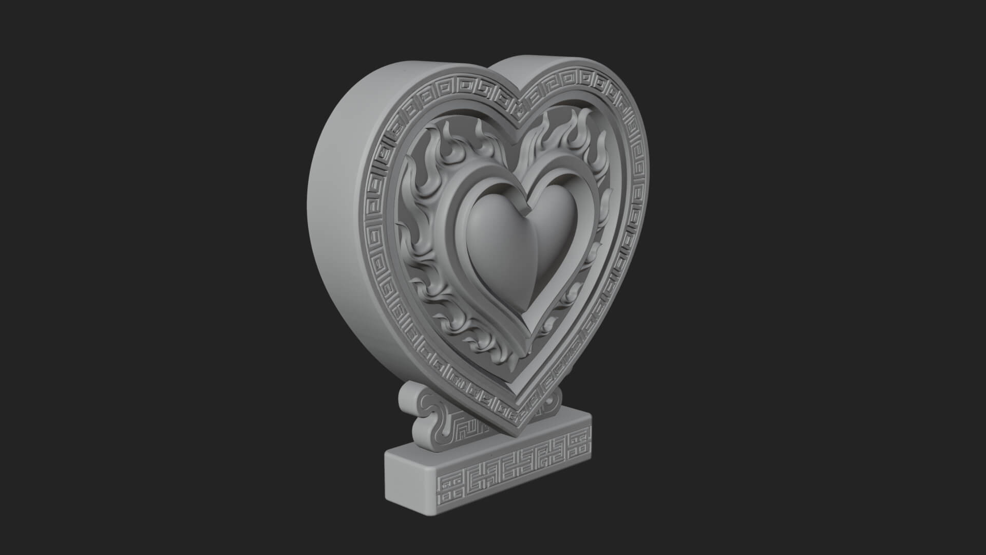 Ornate Framed Heart Plaque Design 136 3D Print Model 3D Model
