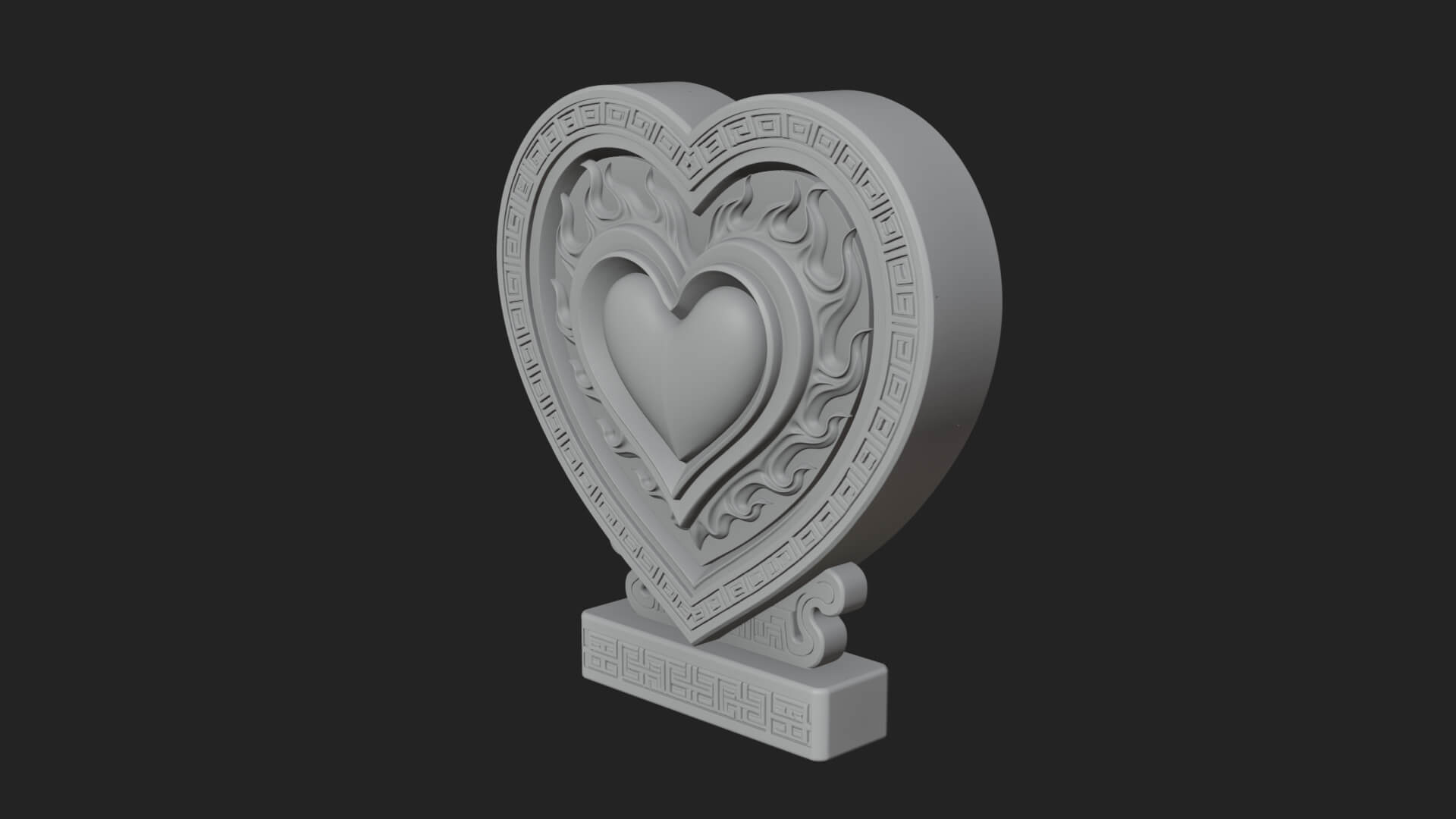 Ornate Framed Heart Plaque Design 136 3D Print Model 3D Model