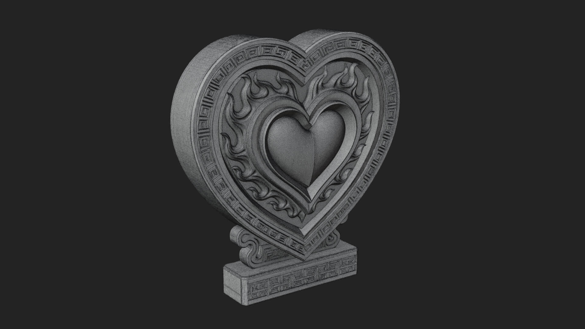 Ornate Framed Heart Plaque Design 136 3D Print Model 3D Model