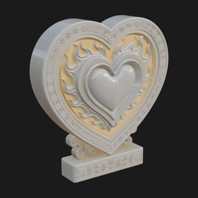 Ornate Framed Heart Plaque Design 136 3D Print Model