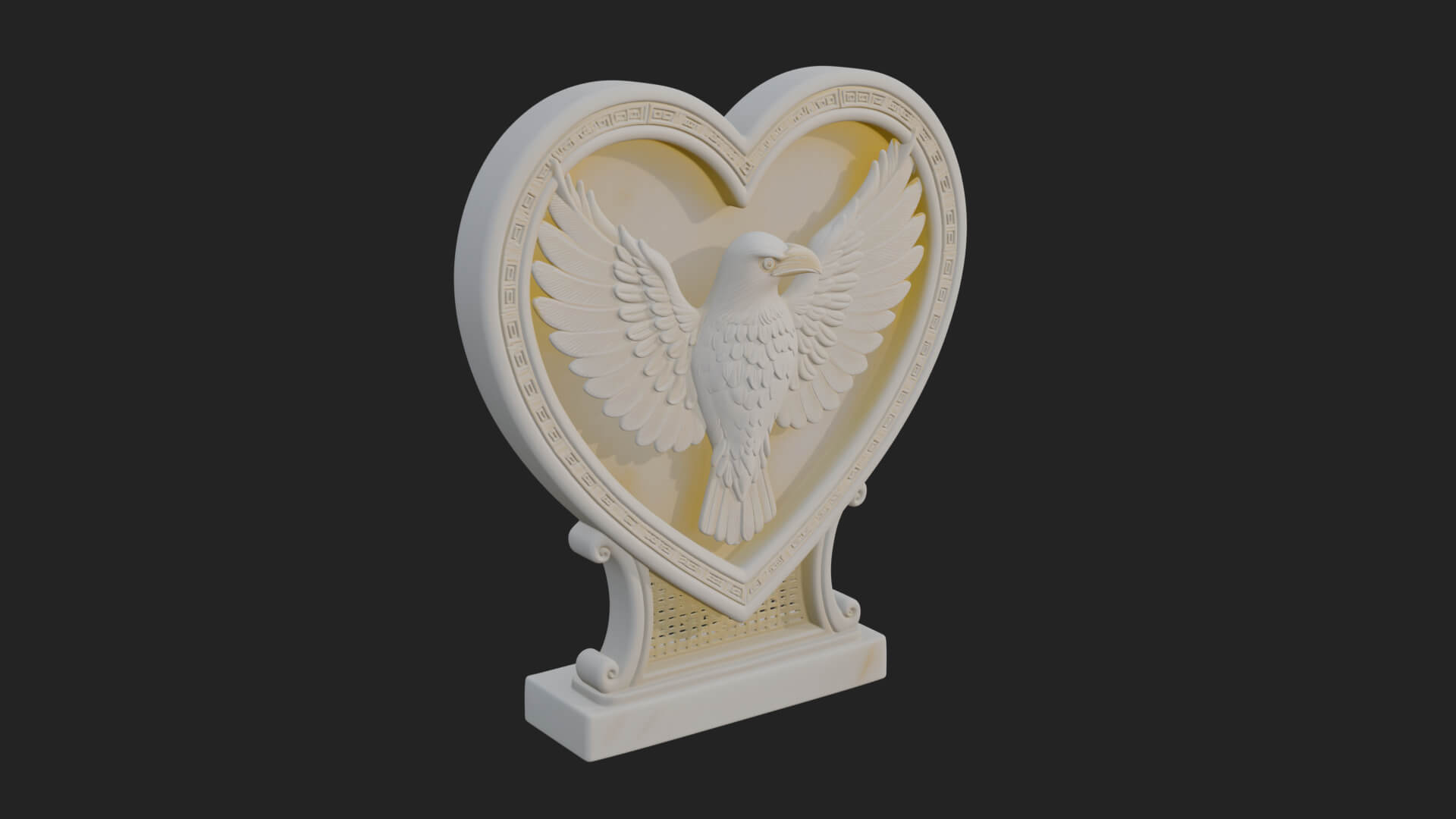 Ornate Framed Heart Plaque Design 137 3D Print Model 3D Model