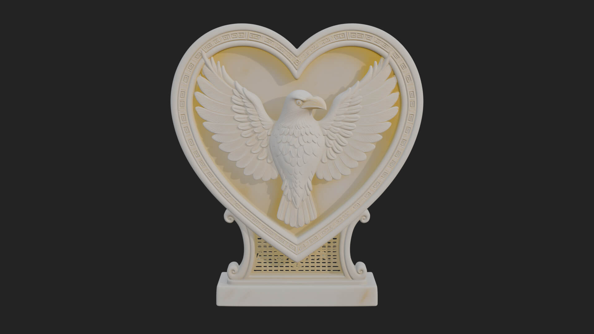Ornate Framed Heart Plaque Design 137 3D Print Model 3D Model