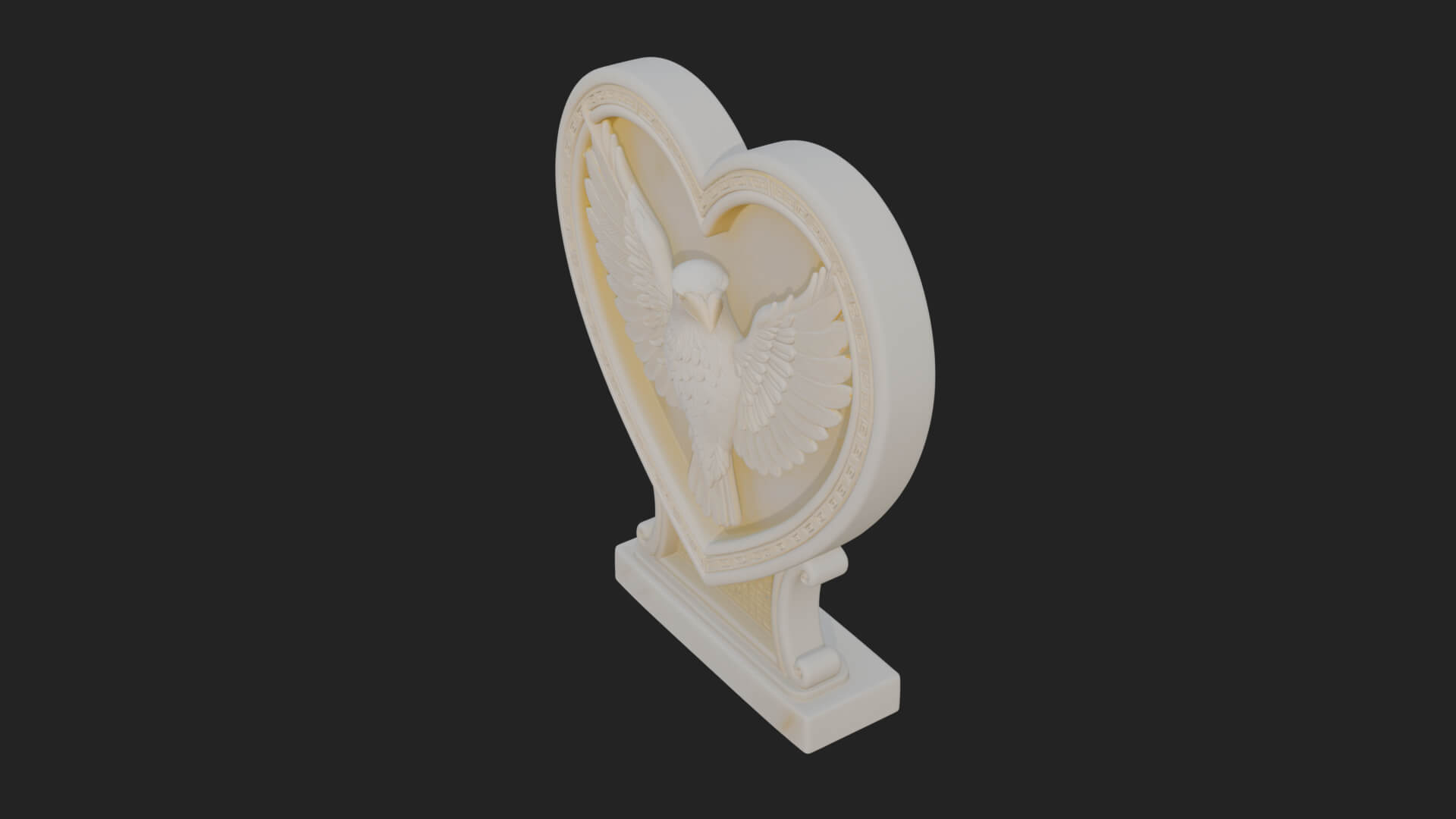 Ornate Framed Heart Plaque Design 137 3D Print Model 3D Model