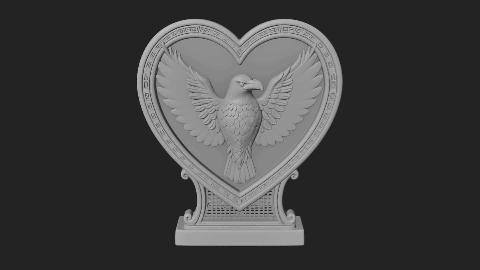 Ornate Framed Heart Plaque Design 137 3D Print Model 3D Model