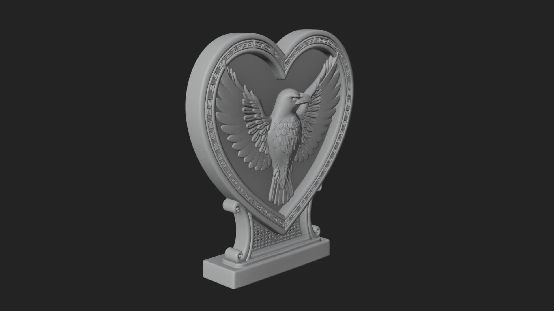 Ornate Framed Heart Plaque Design 137 3D Print Model 3D Model