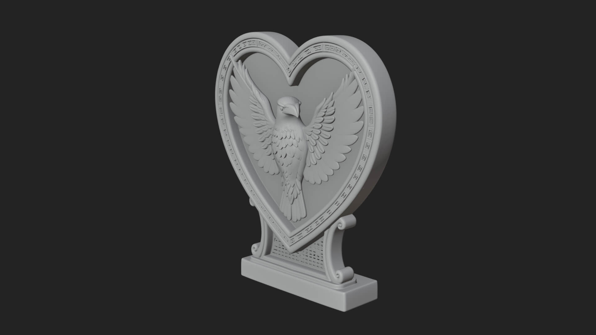 Ornate Framed Heart Plaque Design 137 3D Print Model 3D Model