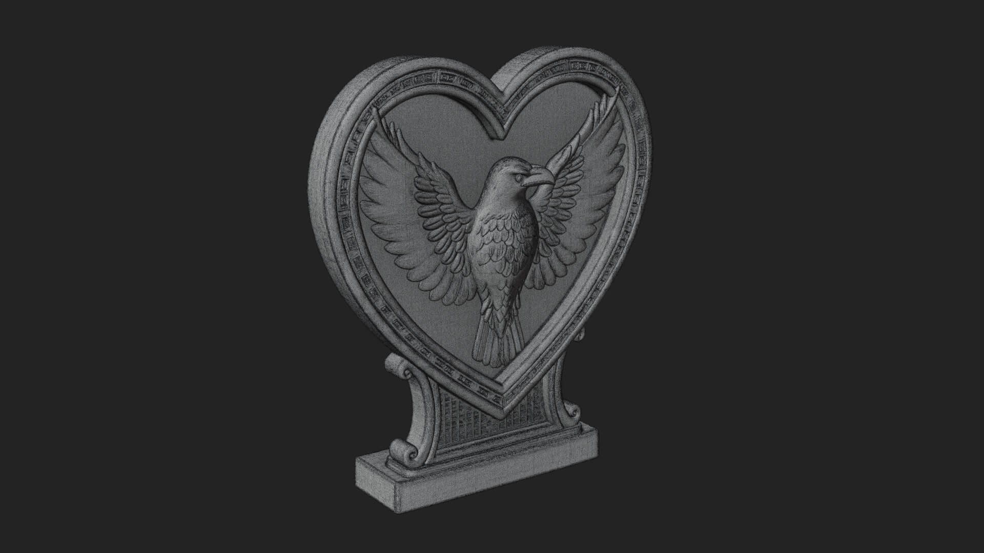 Ornate Framed Heart Plaque Design 137 3D Print Model 3D Model