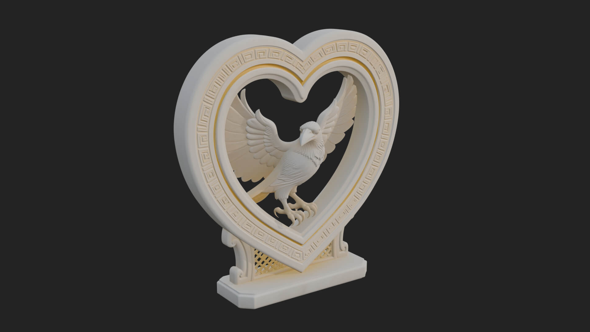 Ornate Framed Heart Plaque Design 138 3D Print Model 3D Model
