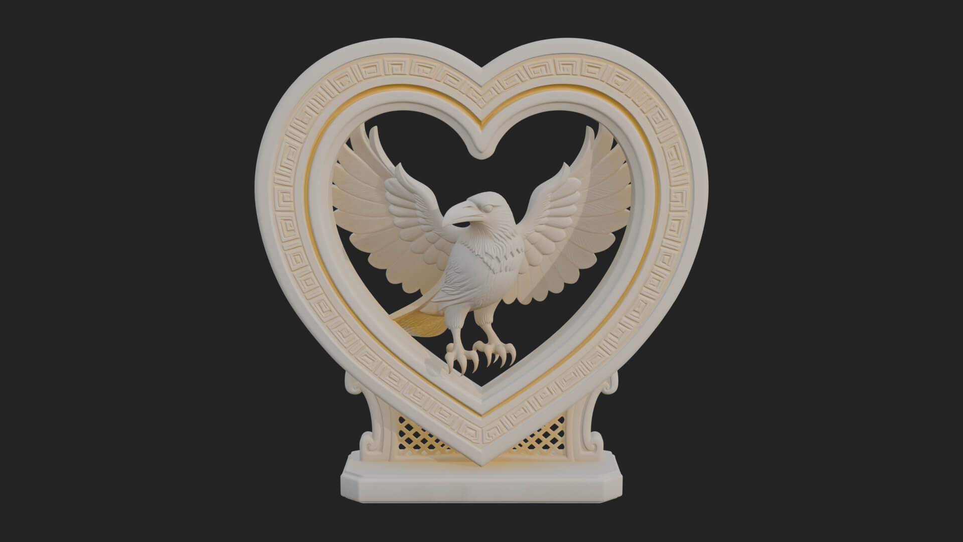 Ornate Framed Heart Plaque Design 138 3D Print Model 3D Model