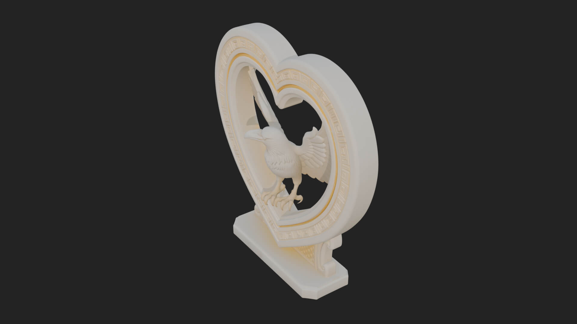 Ornate Framed Heart Plaque Design 138 3D Print Model 3D Model