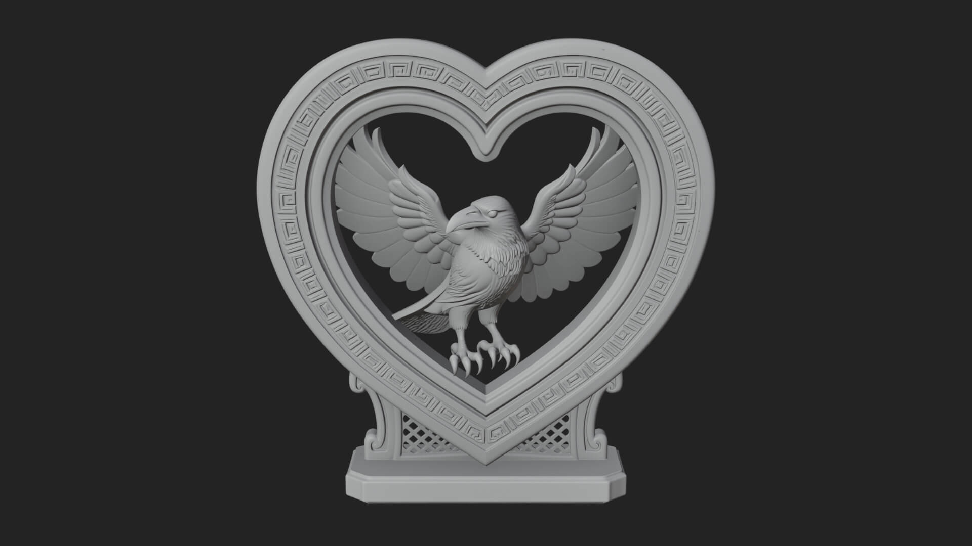 Ornate Framed Heart Plaque Design 138 3D Print Model 3D Model