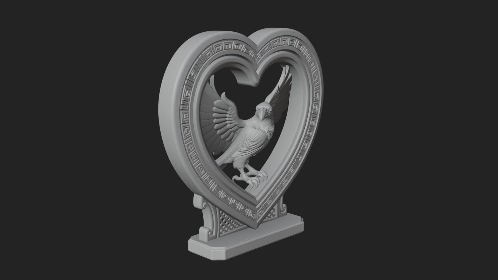 Ornate Framed Heart Plaque Design 138 3D Print Model 3D Model