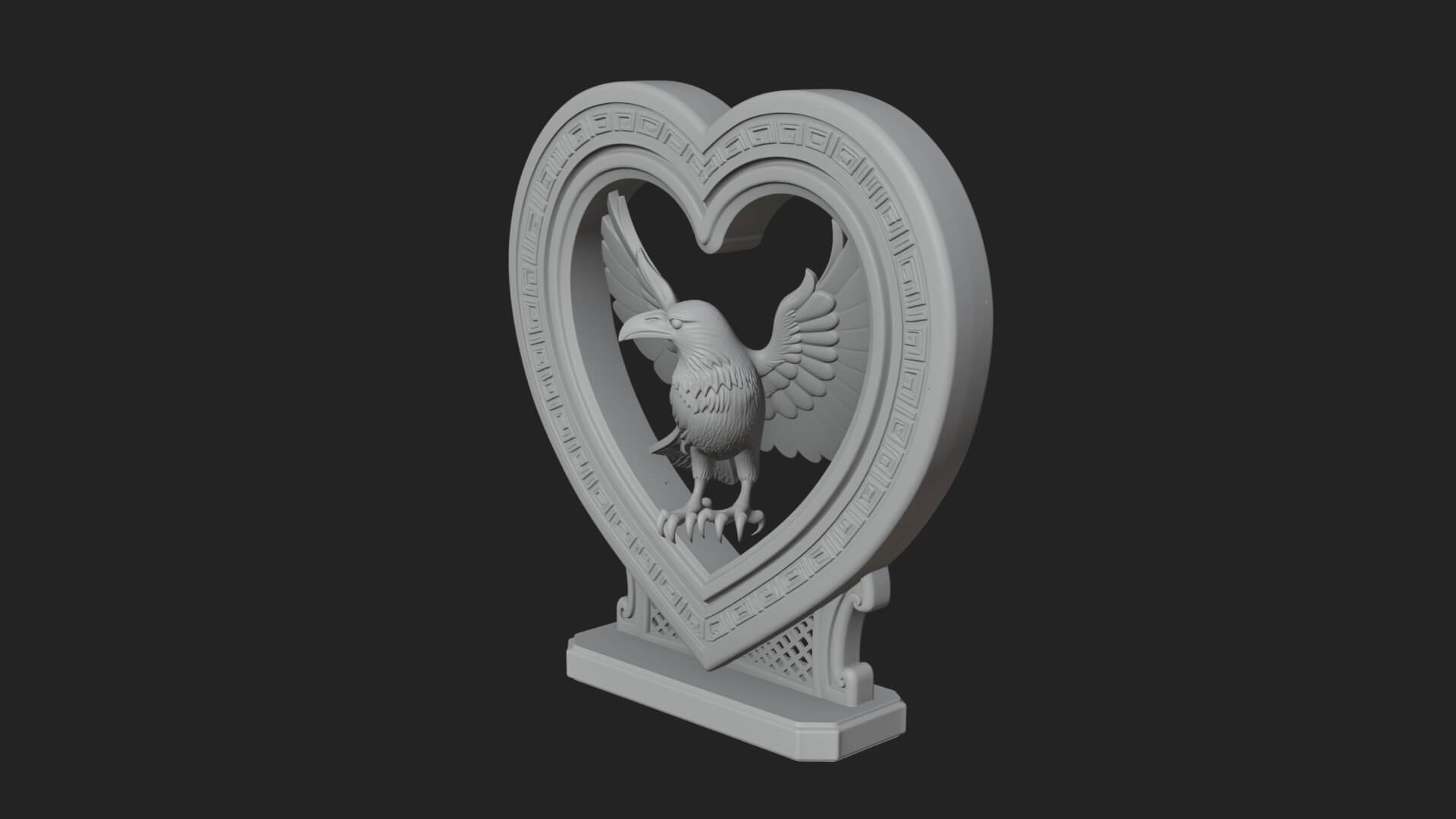 Ornate Framed Heart Plaque Design 138 3D Print Model 3D Model