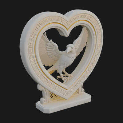 Ornate Framed Heart Plaque Design 138 3D Print Model