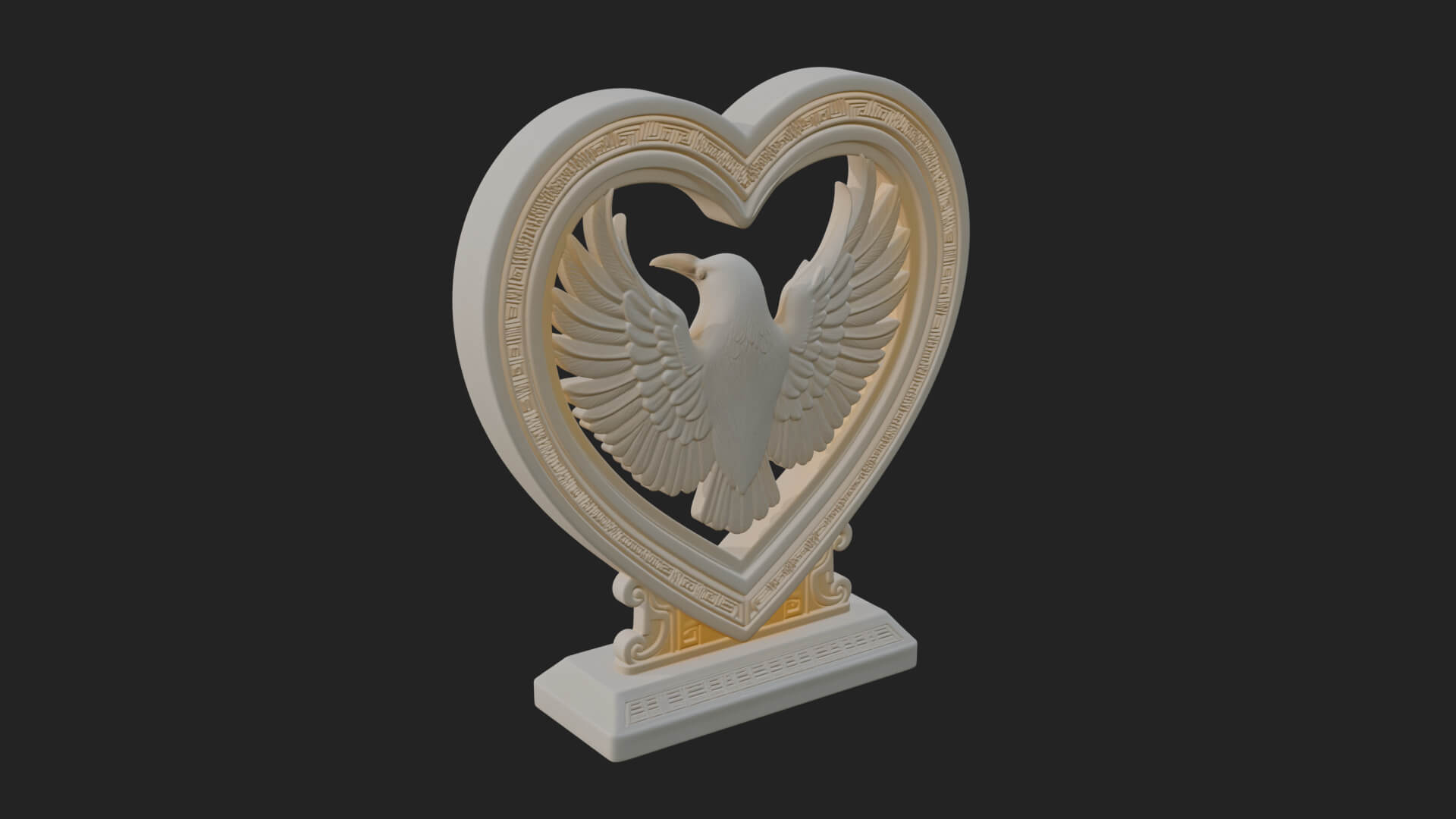 Ornate Framed Heart Plaque Design 139 3D Print Model 3D Model