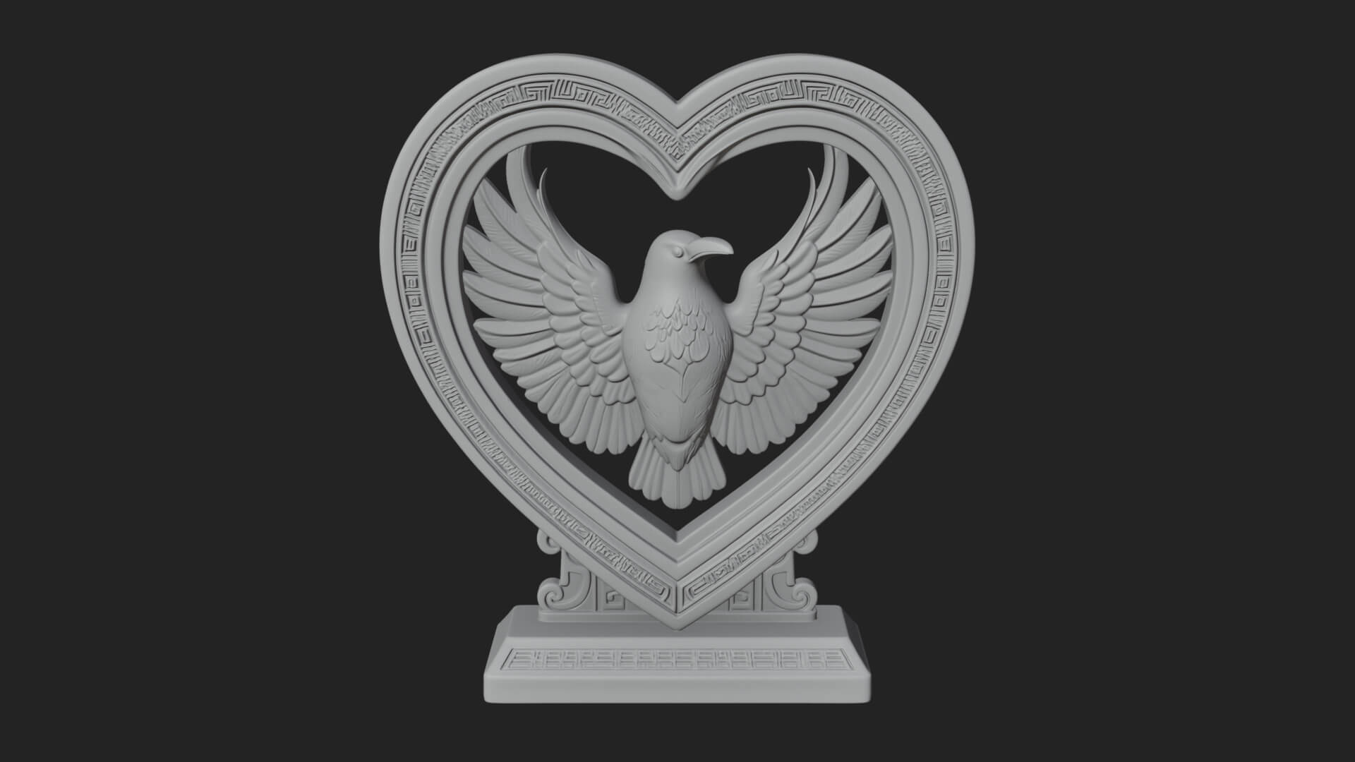 Ornate Framed Heart Plaque Design 139 3D Print Model 3D Model