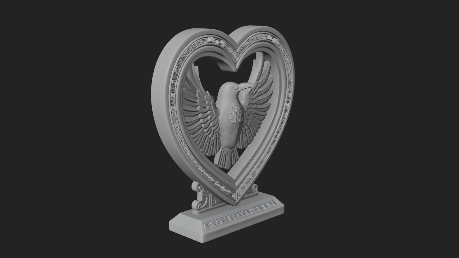 Ornate Framed Heart Plaque Design 139 3D Print Model 3D Model