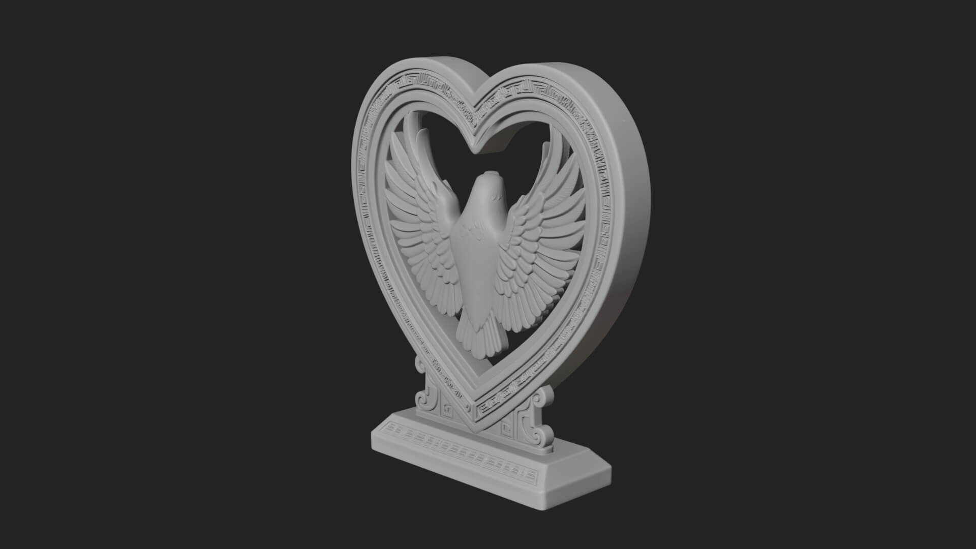 Ornate Framed Heart Plaque Design 139 3D Print Model 3D Model
