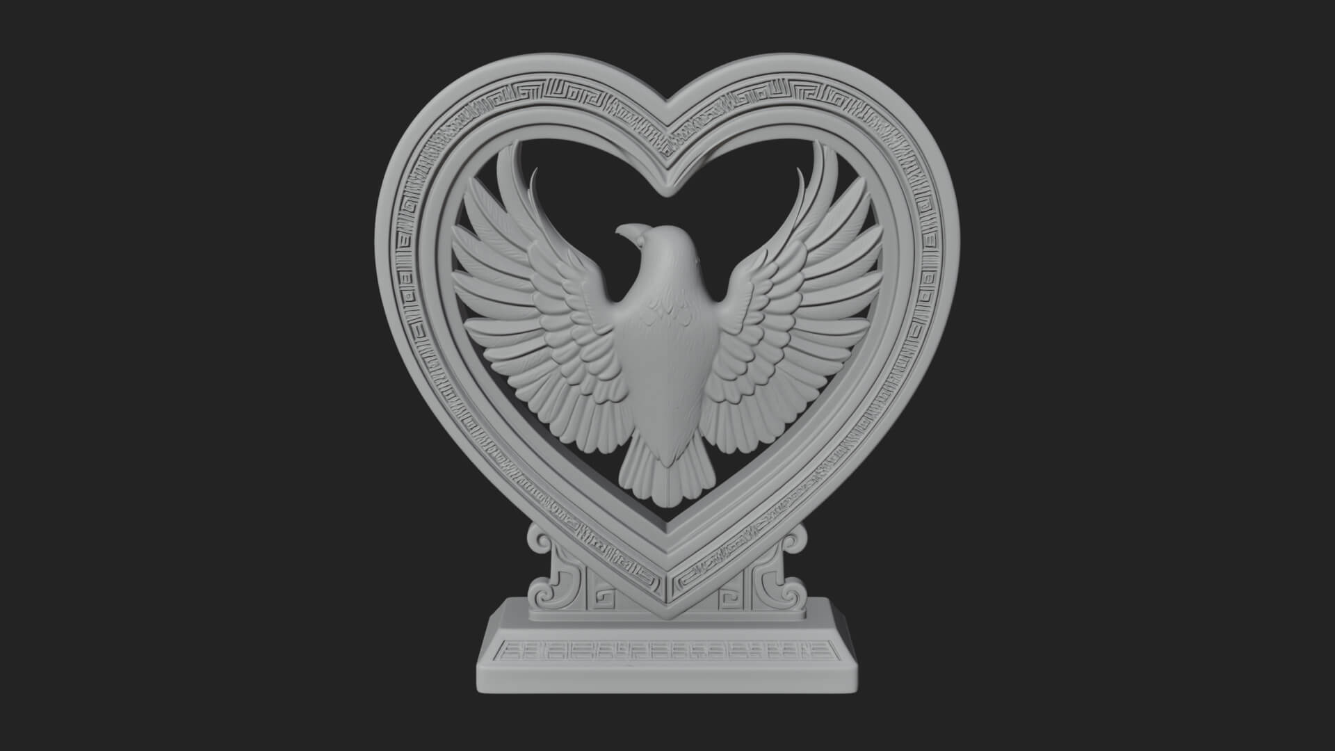 Ornate Framed Heart Plaque Design 139 3D Print Model 3D Model