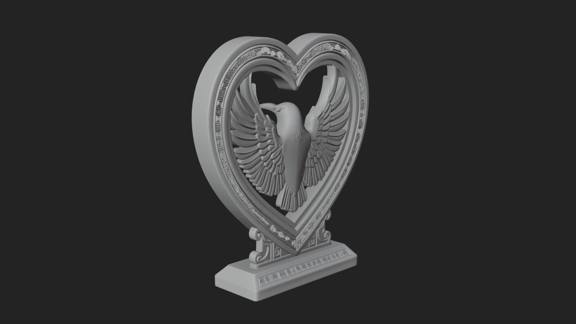 Ornate Framed Heart Plaque Design 139 3D Print Model 3D Model